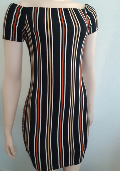 Mini dress black with color stripes - Picture 3 of 3